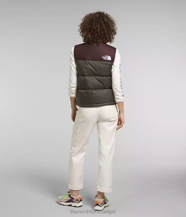 kleding 280T432 nieuw taupegroen/kolenbruin Retro nuptse-vest uit 1996 vrouwen The North Face