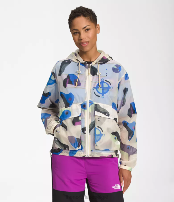 kleding 280T1230 gardenia witte infographic print M66 doorschijnende windhoodie vrouwen The North Face