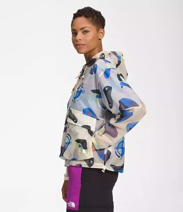 kleding 280T1230 gardenia witte infographic print M66 doorschijnende windhoodie vrouwen The North Face