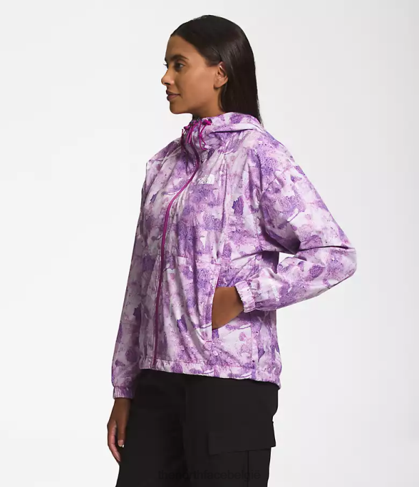 kleding 280T673 tonale kleurstofprint met paarse cactusbloemen hydrenaline jas 2000-25\'\' lengte vrouwen The North Face