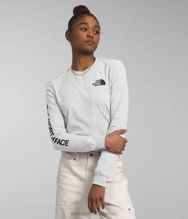 kleding 280T1095 tnf lichtgrijs gemêleerd Grafisch T-shirt met lange mouwen en mouwen vrouwen The North Face