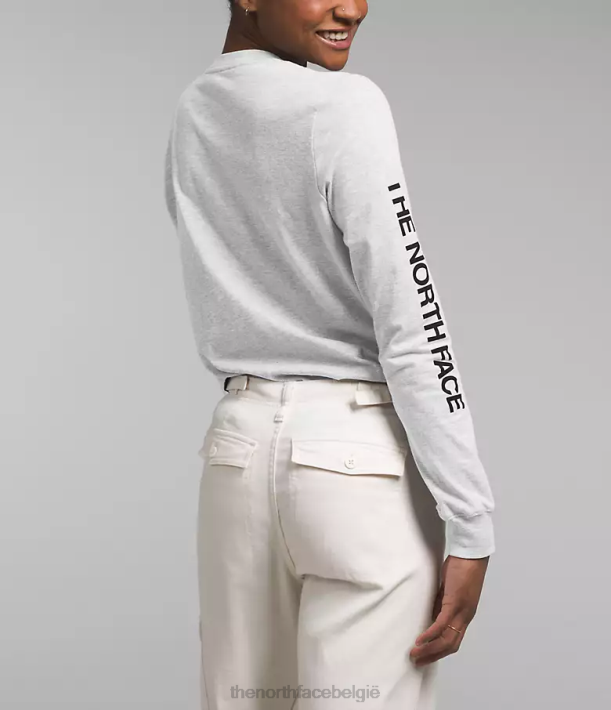 kleding 280T1095 tnf lichtgrijs gemêleerd Grafisch T-shirt met lange mouwen en mouwen vrouwen The North Face