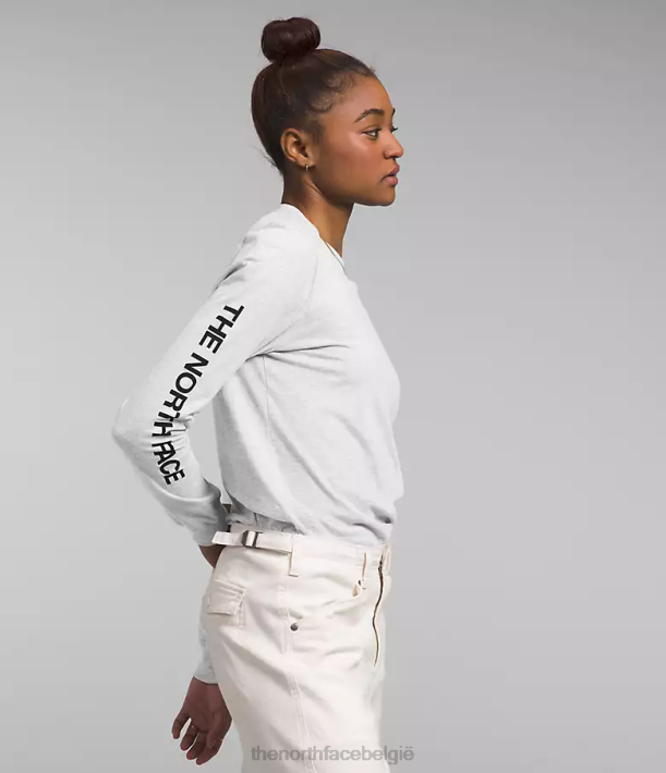 kleding 280T1095 tnf lichtgrijs gemêleerd Grafisch T-shirt met lange mouwen en mouwen vrouwen The North Face