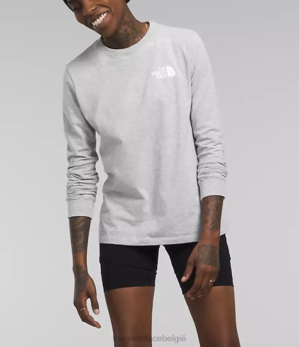 kleding 280T679 tnf lichtgrijs gemêleerd Box NSE T-shirt met lange mouwen vrouwen The North Face
