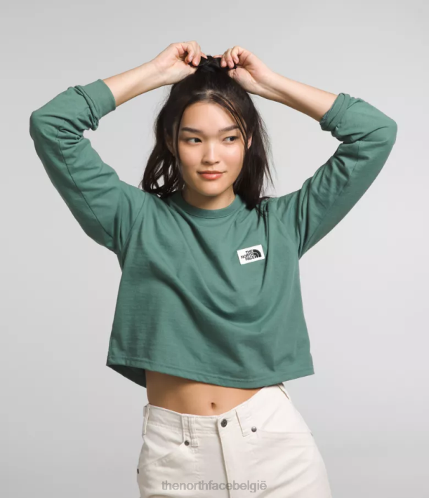 kleding 280T852 donkere salie Heritage patch-T-shirt met lange mouwen vrouwen The North Face